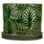 5" Green and Tan Ceramic Leaf Pattern Planter With Reservoir