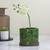 5" Green and Tan Ceramic Leaf Pattern Planter With Reservoir