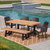 6-Piece Natural Brown Finish Outdoor Furniture Patio Dining Set - Beige Cushions