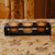 10" Black Wooden Tray with 3 Frosted Glass Votives and Holders