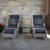 5 Piece Navy and Gray Wicker Sunbrella Lounge Chairs and Table Set 80"