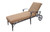 82” Black Aluminum Outdoor Patio Chaise Lounge w/ Wheels &Tan Sunbrella Cushions
