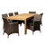9-Piece Brown Derrick Teak Rectangular Outdoor Patio Dining Set 87" - Gray Cushions