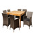 9-Piece Brown Ralph Teak Square Outdoor Patio Dining Set 59" - Gray Cushions