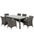 7-Piece Gray Grand New Liberty Wicker Rectangular Patio Dining Set 78.5" - Gray Cushions