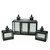 Set of 3 Decorative Black Wide Colonial Design Glass Pillar Candle Lanterns 7.75" - 19.75"