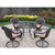 5-Piece Black Resin Wicker Swivel Outdoor Furniture Patio Dining Set - Brown Cushions