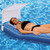 Inflatable Blue Hampton Lounge Swimming Pool Mattress Float with Removable Sunshade, 75-Inch