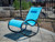 48" Blue Outdoor Aluminum Rocking Lounge Chair with a Pillow