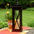 17" Battery Operated Black CrissCross Design Metal Lantern with LED Candle