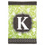 Green & Black Monogram "K" Applique Garden Flag 13" x 18"