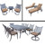 15pc Black Lounge Set, Swivel Rocker and Rectangular Dining Set with Table