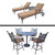 8pc Black Round Bar with Swivel Bar Stools and Lounge Patio Furniture Sets