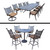 16pc Black and Brown Round Bar and Rectangular Dining Patio Furniture Sets