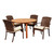 5-Piece Brown Warner Wicker Eucalyptus Round Patio Dining Set 47" - Off White Cushions