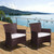 5-Piece Brown Benjamin Teak Round Outdoor Furniture Patio Dining Set 47" - Off White Cushions