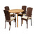 5-Piece Brown Vincenzo Teak Round Outdoor Patio Dining Set 47" - Off-White Cushions