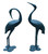 Set of 2 Green Aluminum Standing Crane Yard Statues 47.25"