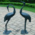 Set of 2 Green Aluminum Standing Crane Yard Statues 47.25"
