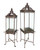 Set of 2 Garden Elevated Glass Garden Lanterns with Stands 45"