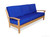 76" Natural Teak Deep Seating Outdoor Three Seater Couch - Royal Blue Cushions