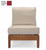 35" Natural Teak Sectional Center Seating Outdoor Patio Chair with Burgundy Cushions