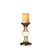 Set of 2 Black and Off-White Small Gold Luster Glass Pillar and Taper Holder 9.5"