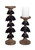 Set of 2 Decorative Halloween Pillar Candle Holders with Black Bats 15.25"
