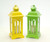 Pack of 4 Yellow and Green Battery Operated LED Lighted Pillar Candle Lantern with Timer 14.25"