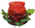 Red Holly Berry Glass Christmas Tea Light Candle Holder