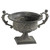 2 Distressed Finished Urn Shaped Planters with Ornate Scrollwork and Handles