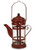10.5" Brick Red Distressed Teapot Shaped Pillar Candle Lantern with Handle