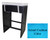7-Piece Black Resin Wicker Outdoor Furniture Bar Dining Set - Blue Cushions