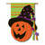 Colorful Halloween Jack-o-Lantern with Witch Hat Outdoor Flag 43" x 29"