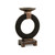 14" Asian Fusion Espresso Brown Caviar Ring Pillar Candle Holder on Footed Base