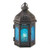 3" Blue Glass Mini Moroccan Lantern with Flameless LED Tealight Candle Holder