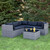 Taupe Outdoor Wicker Lounge Sectional Set with Coffee Table and Glass Top