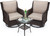 3-Piece Rattan Outdoor Bistro Set with Beige Cushions and Armored Glass Top Table