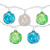 10ct White Twine Wrapped Multi-Color Ball Christmas Light Set, 6ft Green Wire