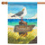 Blue and Green Beach Bird Outdoor House Flag 40" x 28"