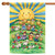 Green and Blue It's a Small World Outdoor House Flag 40" x 28"