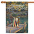 Brown and Green Adirondack at the Pond Outdoor House Flag 40" x 28"