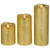 Set of 3 Brushed Golden LED Flameless Christmas Pillar Candles 8"