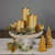 Set of 3 Brushed Golden LED Flameless Christmas Pillar Candles 8"