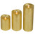 Set of 3 Brushed Golden LED Flameless Christmas Pillar Candles 8"