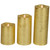 Set of 3 Brushed Golden LED Flameless Christmas Pillar Candles 8"