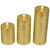 Set of 3 Gold LED Flickering Flameless Pillar Christmas Candles 8.75"