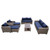 7-Piece Resin Wicker Outdoor Sectional Set with Blue Cushions and Coffee Table 90.5"