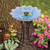 21" Blue Dahlia Outdoor Glass Solar Bird Bath with Stand