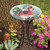 21" Flamingo Verdant Glass Outdoor Glass Solar Bird Bath with Stand